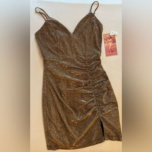 NWT~🌸 Emerald Sundae Shirred Bodycon Dress
Juniors Medium Black Copper...